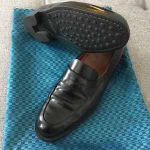 Tods leather penny loafers.